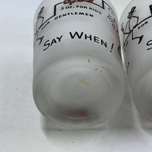Vintage Hazel Atlas Shot Glasses Frosted Say When Rabbits Jackasses Set Of 3 - Picture 6 of 14